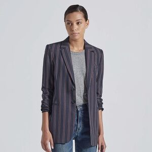 ✨NWT✨ CURRENT ELLIOT The Calla Blazer in Black Burgundy Stripe Sz 1 (US 2-4)